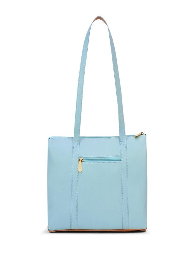 Caprese Basil Small Tote Bag for Women with Comfortable Straps | Stylish, Durable, Multi-Compartment Design for Work, Travel, Shopping | Large Capacity, Ideal for Tab & Essentials (Powder Blue) - Image 5